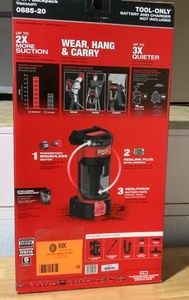 lot 39 image: MILWAUKEE M18 FUEL 18-Volt Lithium-Ion Brushless 1 Gal. Cordless 3-in-1 Backpack Vacuum (Tool-Only) NOT USED SEE PICS