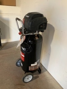 lot 60 image: HUSKY 27 Gal. 200 PSI Oil Free Portable Vertical Electric Air Compressor SEE PICS