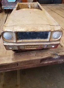 AMF Junior Mustang Pedal Car - Missing Windshield, Hubcaps, Steering Wheel, Grille Emblem, Original Pedals and Decals