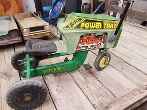 Power Trac Diesel Chain Driven Peddle Tractor with Home Made Exhaust Stack to fill a Hole from Rough Play