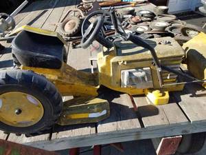 Large Lot of Used Pedal Tractor and Pedal Car Parts, Plastic and Metal, 2 Steering Wheels from Lawn Tractors