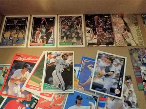 41 Baseball, Football and Basketball Sports Trading Cards and a MN Lynx Pennant