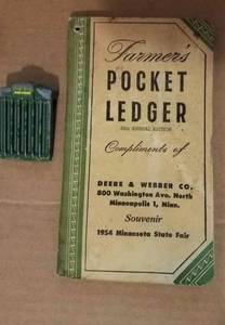 1954 Farmers Pocket Ledger, The Grand Plow Co. 1896 Pocket Ledger and a J.D. Toy Grille