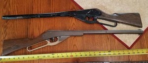 Two Daisy BB Guns for Parts or Restoration - 30 inches long, Gun with Black Barrel is bent
