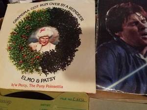 Eighteen Vinyl 45 rpm Records 1960s through the 1980s Rock, Country, Comedy and Christmas