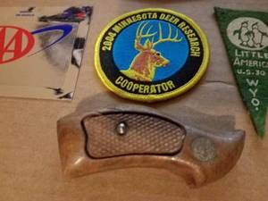Set of Smith & Wesson Small Pistol Grips, 2-Solid Brass Belt Buckles, WWII Aircraft Trading Cards