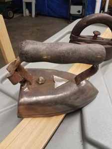 Sad Iron with Wood Handle and an Early Electric Iron (No Cord)
