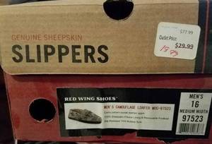 New Pair of Red Wing Genuine Sheepskin Slippers Camouflage Loafers