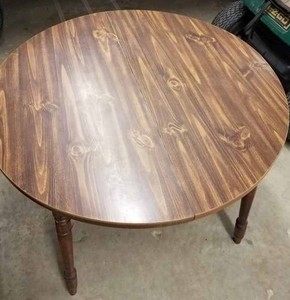 42-inch Round Sturdy Wood Table with an Extra Leaf - No Chairs (Leaf has a Scratch on it)