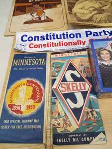 2-Vintage Minnesota Road Maps, New Political Satire Puzzle, 22-Dice, New Package of Thread Locker Blue Gel and More