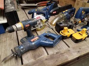 10-Piece Ryobi 18.0 Volt Cordless Tool Set with 2-Batteries, Charger, Flashlight, Drill, Vacuum, Recip Saw, Chain Saw