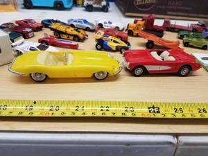 25-Assorted Metal and Plastic Toys 7-Lesney, 14-Cars and Trucks 164th Scale, Plastic Corvette and a Metal Corvette
