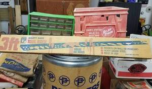 Clean Storage Barrel with Clasp Lid, Dairy Fresh Plastic Crate, New Mighty Mack 3 foot Tool Rack in Original Box