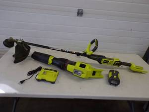 Ryobi 40 V String Trimmer, Blower, Battery and Charger