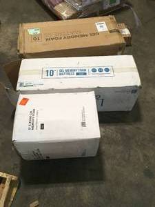 ASSORTED BOXES WITH BED FRAME AND MATTRESS FOAM SEE PICS