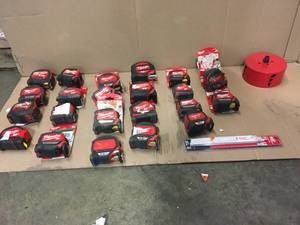 LOT WITH MILWAUKEE TAPE MEASURES & MORE SEE PICS
