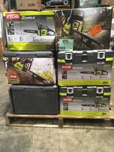 GIANT LOT WITH RYOBI CHAINSAWS SEE PICS