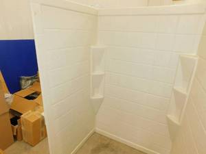 RV Beige Plastic Surround Tub
