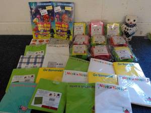 lot 62 image: Owl Piggy Bank, Books, Juice Contai...