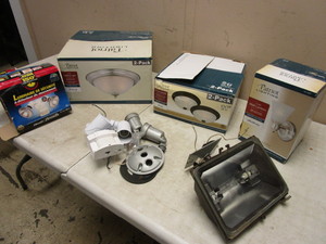 lot 220 image: PATRIOT LIGHTING WALL LANTERN, CEILING LIGHTS, SATIN NICKEL FINISH WITH FROSTED GLASS - NEW, MORE