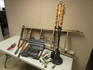 lot 266 image: SEARSCRAFTSMAN SOCKET SET, 5 STEP LADDER, FIREPLACE TOOL SET, GARDENLAWN TOOLS