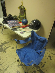 lot 269 image: ARCTIC CAT HELMET XL, BRUNSWICK BOWLING BALL, VIKINGS FIDGET SPINNER, LOUISVILLE SLUGGER BAT, MORE