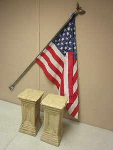 lot 271 image: DECORATIVE COLUMNPEDESTALS, AMERICAN FLAG