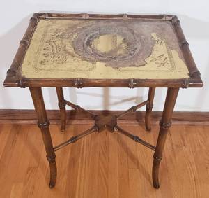 lot 150 image: Rattan Brass Top Side Table