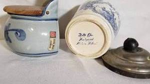 lot 525 image: Delft Barrel and Danish Salt Jar