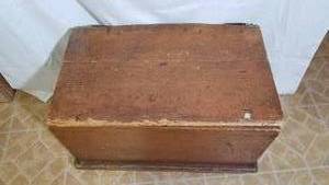 lot 347 image: Primitive Wooden Trunk Chest