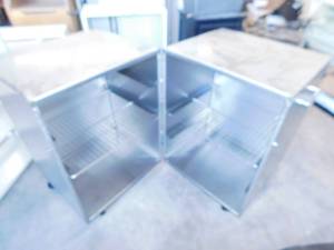 lot 16 image: Silver Stainless Steel Container with Shelving Inside