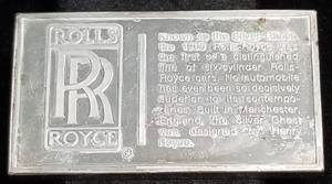 VINTAGE 1906 ROLLS ROYCE 1000 GRAINS (2.08 TROY OZ) STERLING SILVER ART BAR