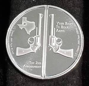1 TROY OZ. .999 FINE SILVER 2nd AMENDMENT GUNS UP AMERICA 2x12oz CRACKER