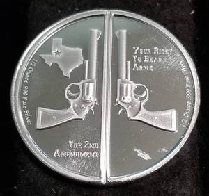 1 TROY OZ. .999 FINE SILVER 2nd AMENDMENT GUNS UP AMERICA 2x12oz CRACKER