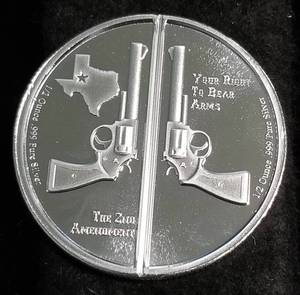 1 TROY OZ. .999 FINE SILVER 2nd AMENDMENT GUNS UP AMERICA 2x12oz CRACKER