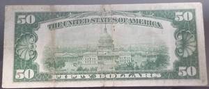 1929 $50 FEDERAL RESERVE BANK OF KANSAS CITY NATIONAL CURRENCY