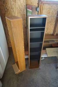 lot 75 image: Set of -  2 Wood Upright DVDVideo Game Storage Cabinets