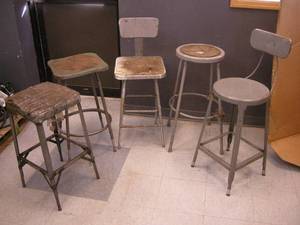 lot 52 image: 5 Vintage Industrial Stools
