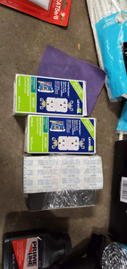 Lot Of Assorted Light Bulbs, Cleaning Buckets & Supplies, Etc