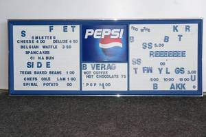 lot 37 image: Vintage Pepsi Restaurant Menu Board