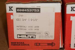 lot 153 image: Hilti 34 x 5-12 Kwik Bolts