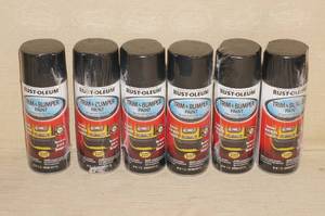 lot 160 image: 6 Cans of Black Rust-Oleum Spray Paint