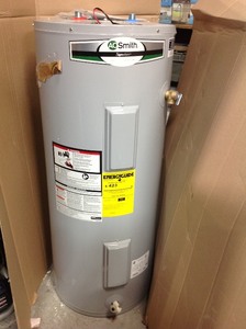 lot 22 image: A.O. Smith Signature 50-Gallon  Double Element Electric Water Heater see pictures