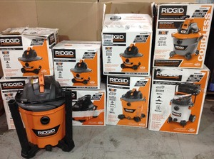 lot 3 image: Pallet with assorted Ridgid Vacuums open box customer returns