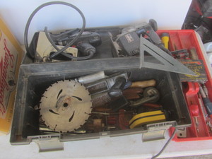 Woodworkers toolbox, with drill, ji...