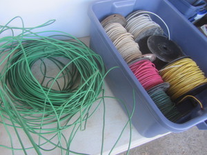 Spools of wire, all are partial...
