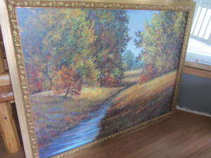 Village Hideway framed oil printed ...