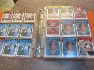Baseball cards in a two inch 3-ring...