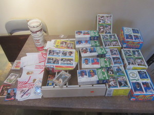 Boxes from baseball cards, hankie, ...