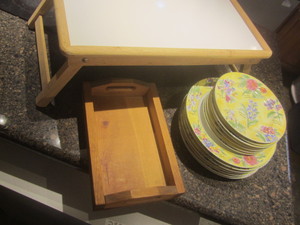 Breakfast tray, wooden tray, floral...